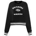 NFL BALTIMORE RAVENS PEARLS WOMEN'S RIB FLEECE CREWNECK (BLACK)