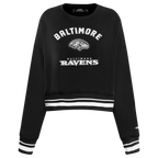 NFL BALTIMORE RAVENS PEARLS WOMEN'S RIB FLEECE CREWNECK (BLACK)