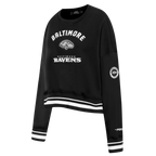 NFL BALTIMORE RAVENS PEARLS WOMEN'S RIB FLEECE CREWNECK (BLACK)
