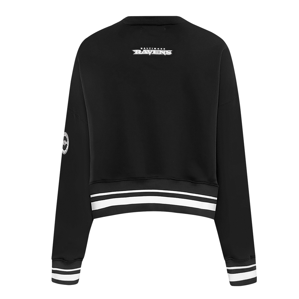NFL BALTIMORE RAVENS PEARLS WOMEN'S RIB FLEECE CREWNECK (BLACK)
