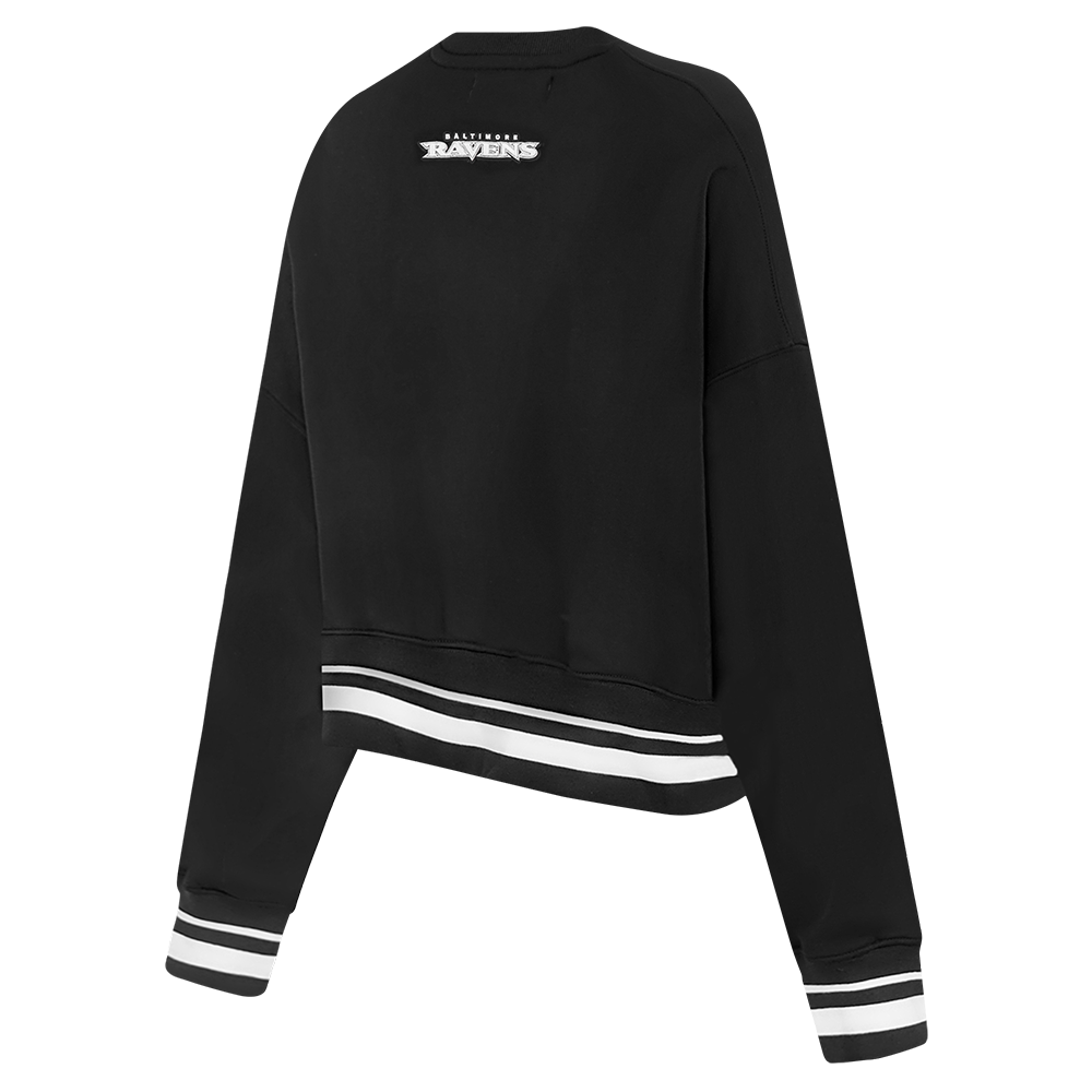 NFL BALTIMORE RAVENS PEARLS WOMEN'S RIB FLEECE CREWNECK (BLACK)