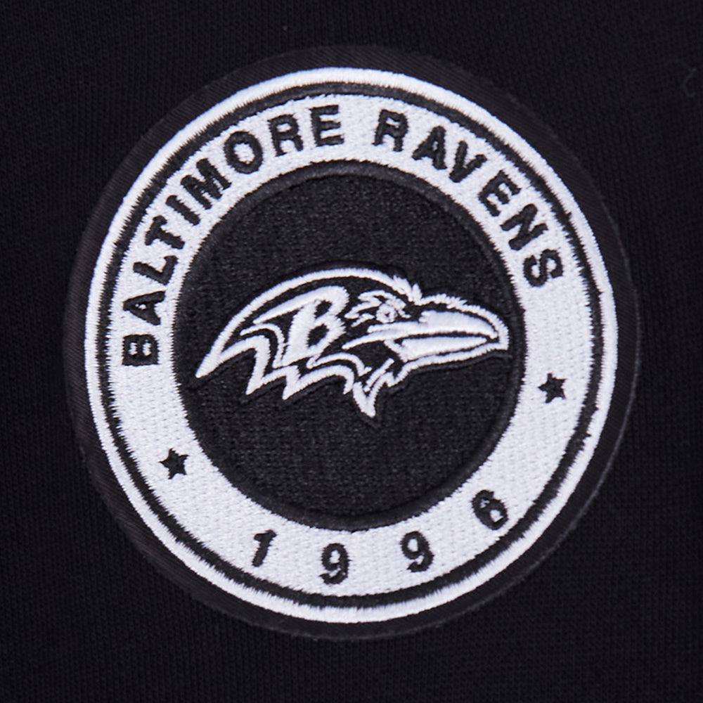 NFL BALTIMORE RAVENS PEARLS WOMEN'S RIB FLEECE CREWNECK (BLACK)