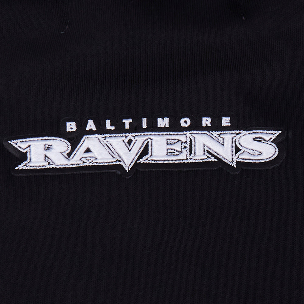NFL BALTIMORE RAVENS PEARLS WOMEN'S RIB FLEECE CREWNECK (BLACK)