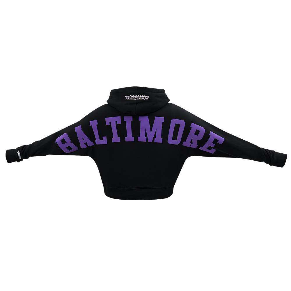 NFL BALTIMORE RAVENS WINGSPAN CHANDAIL À CAPUCHON COURT EN MOLLETON POUR FEMME (NOIR)