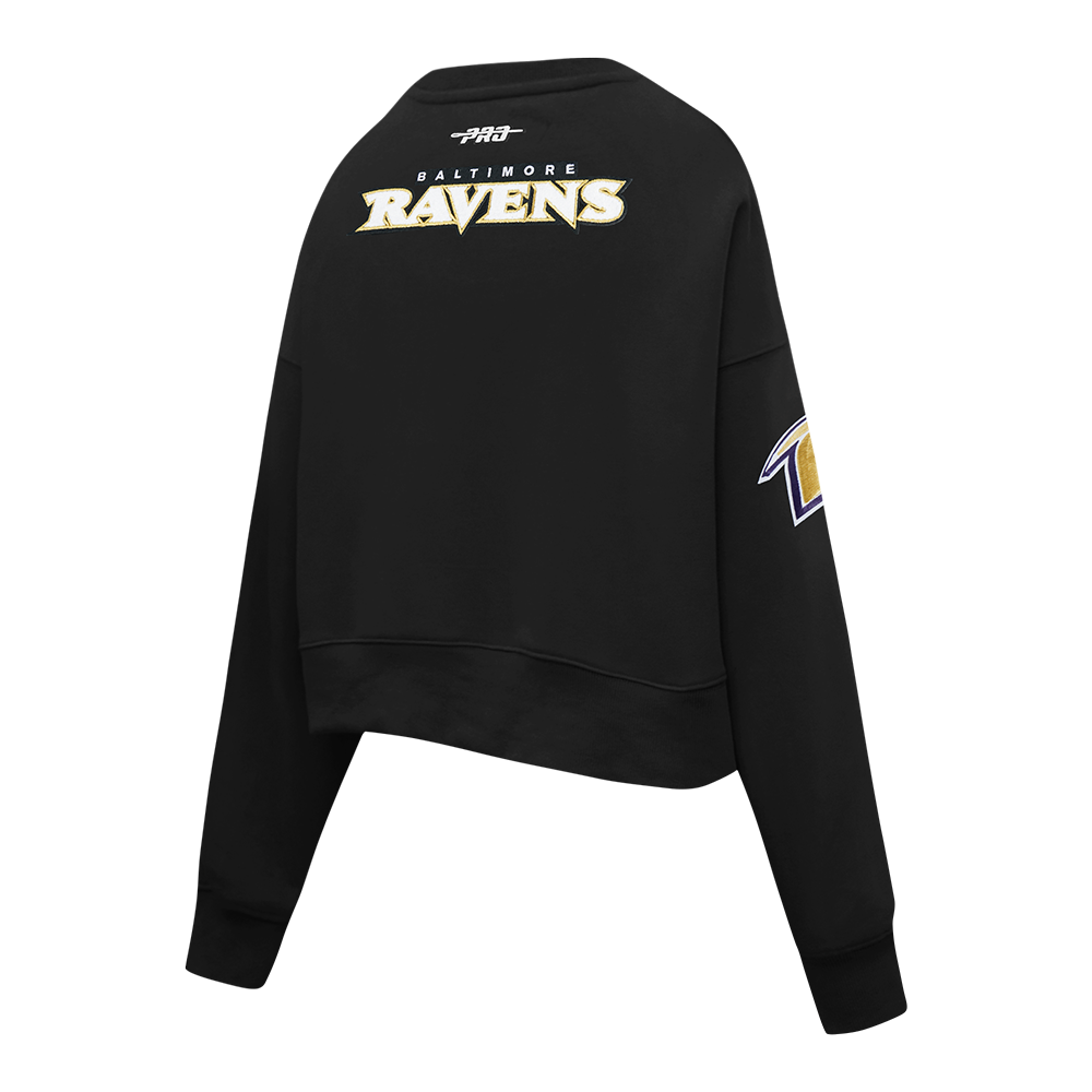NFL BALTIMORE RAVENS LAMAR JACKSON #8 CLASSIC PNN WOMEN'S FLC CREWNECK (BLACK)