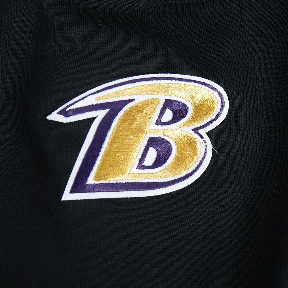 NFL BALTIMORE RAVENS LAMAR JACKSON #8 CLASSIC PNN WOMEN'S FLC CREWNECK (BLACK)