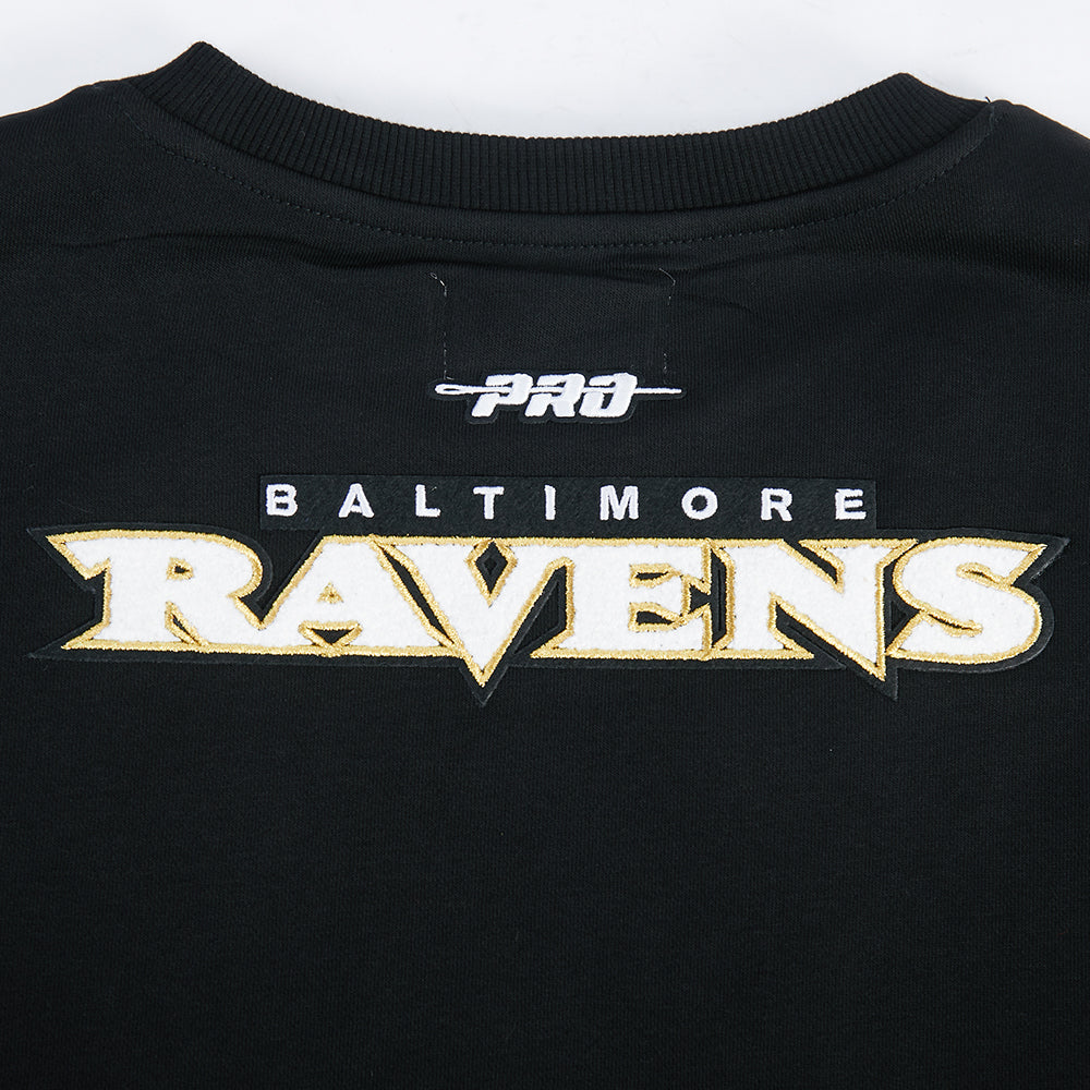 NFL BALTIMORE RAVENS LAMAR JACKSON #8 CLASSIC PNN WOMEN'S FLC CREWNECK (BLACK)