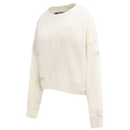 NFL BALTIMORE RAVENS LAMAR JACKSON #8 NEUTRAL CHANDAIL À COL ROND EN MOLLETON POUR FEMME (COQUILLE D'ŒUF)