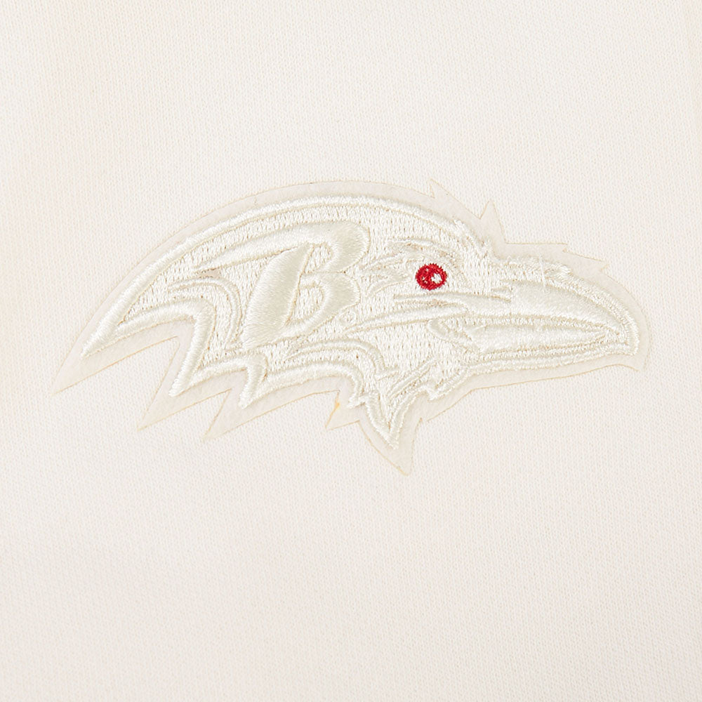 NFL BALTIMORE RAVENS LAMAR JACKSON #8 NEUTRAL CHANDAIL À COL ROND EN MOLLETON POUR FEMME (COQUILLE D'ŒUF)