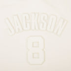 NFL BALTIMORE RAVENS LAMAR JACKSON #8 NEUTRAL CHANDAIL À COL ROND EN MOLLETON POUR FEMME (COQUILLE D'ŒUF)