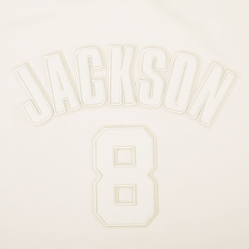 NFL BALTIMORE RAVENS LAMAR JACKSON #8 NEUTRAL CHANDAIL À COL ROND EN MOLLETON POUR FEMME (COQUILLE D'ŒUF)