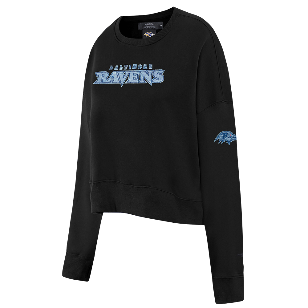 NFL BALTIMORE RAVENS VARSITY BLUES WOMEN'S CREWNECK (BLACK)