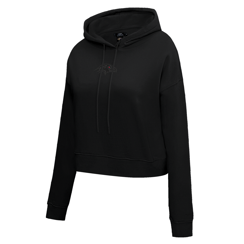 NFL BALTIMORE RAVENS NEUTRAL WOMEN'S CROPPED PULLOVER HOODIE (BLACK)