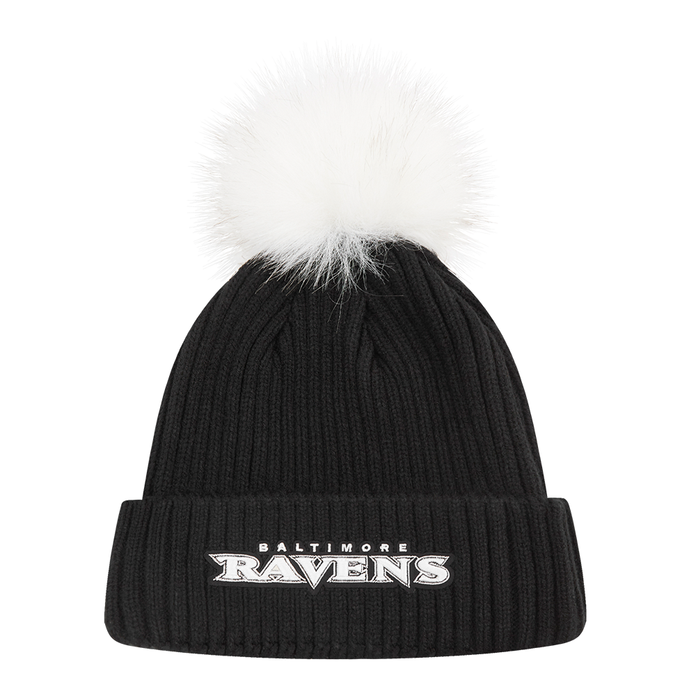 NFL BALTIMORE RAVENS PEARLS WOMEN'S BEANIE (BLACK/WHITE/SILVER)