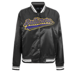 NFL BALTIMORE RAVENS SCRIPT TAIL WOMEN'S SATIN JACKET (BLACK)