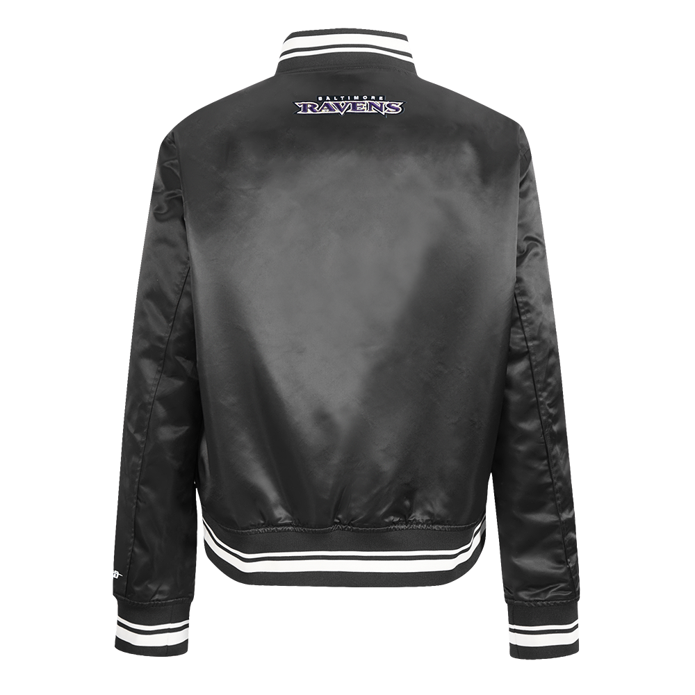 NFL BALTIMORE RAVENS SCRIPT TAIL WOMEN'S SATIN JACKET (BLACK)