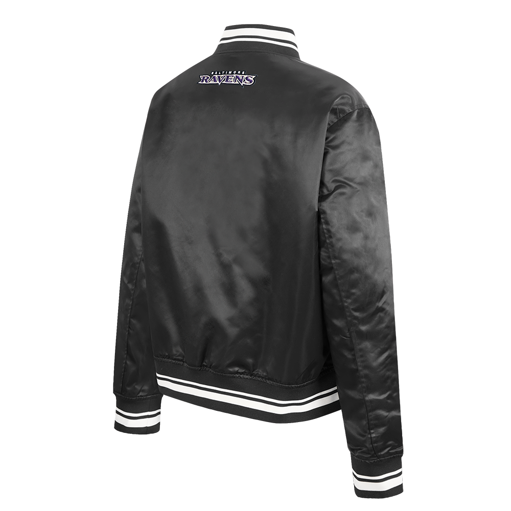 NFL BALTIMORE RAVENS SCRIPT TAIL WOMEN'S SATIN JACKET (BLACK)