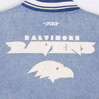 NFL BALTIMORE RAVENS VARSITY BLUES BLOUSON COLLÉGIAL EN DENIM POUR FEMME (DENIM/LIN)