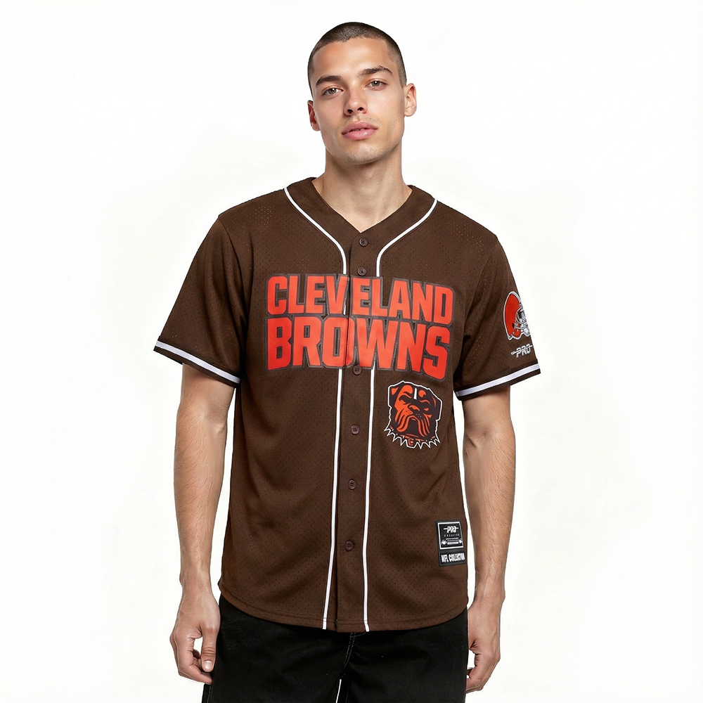 NFL CLEVELAND BROWNS CLASSIC MESH CHEMISE BOUTONNÉE (BRUN)