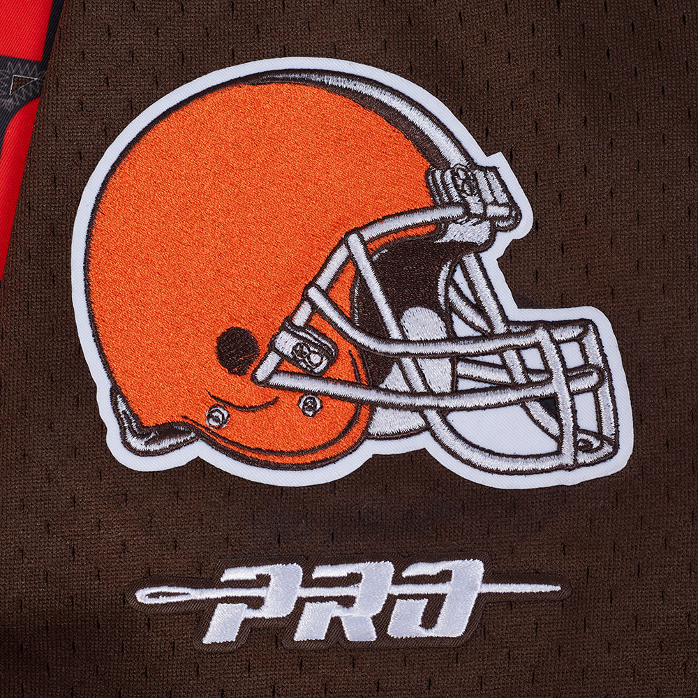 NFL CLEVELAND BROWNS MESH CHEMISE BOUTONNÉE EN FILET POUR HOMME (BRUN)