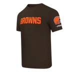 NFL CLEVELAND BROWNS CLASSIC CHENILLE T-SHIRT EN JERSEY SIMPLE POUR HOMME (BRUN)