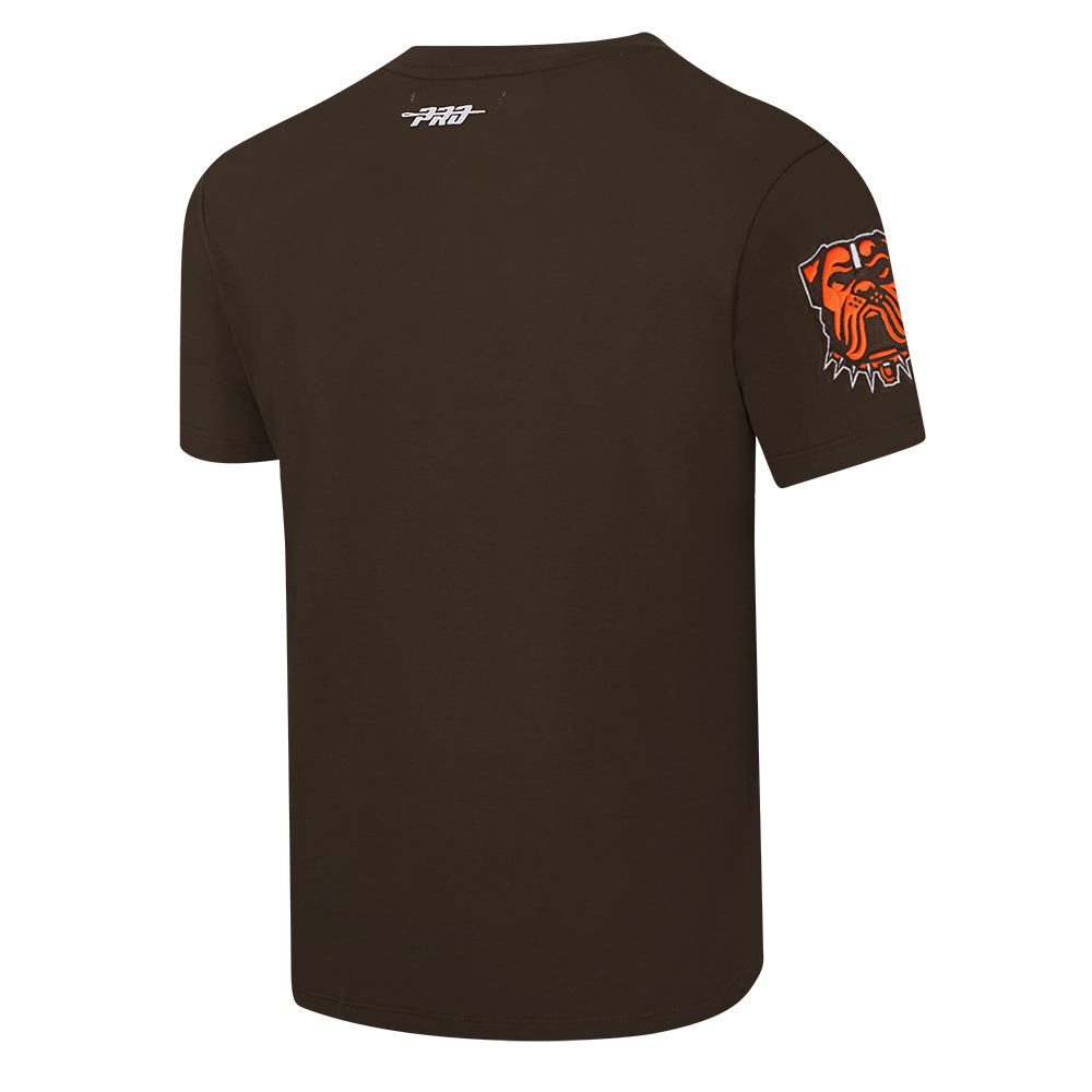 NFL CLEVELAND BROWNS CLASSIC CHENILLE T-SHIRT EN JERSEY SIMPLE POUR HOMME (BRUN)
