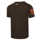 NFL CLEVELAND BROWNS CLASSIC CHENILLE T-SHIRT EN JERSEY SIMPLE POUR HOMME (BRUN)