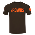 NFL CLEVELAND BROWNS CLASSIC CHENILLE T-SHIRT EN JERSEY SIMPLE POUR HOMME (BRUN)