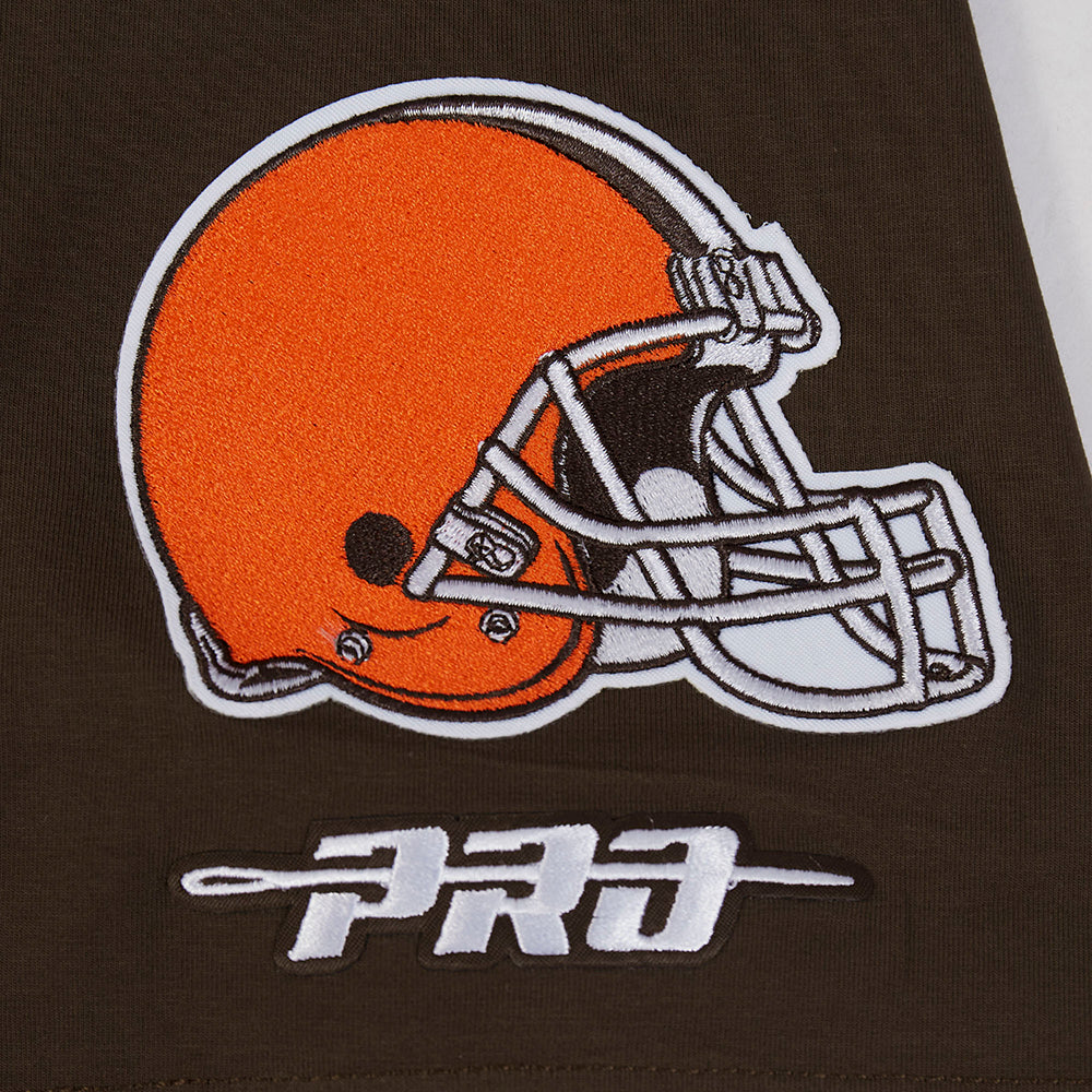 NFL CLEVELAND BROWNS CLASSIC CHENILLE T-SHIRT EN JERSEY SIMPLE POUR HOMME (BRUN)