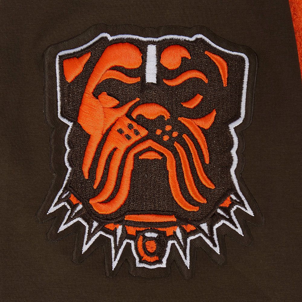 NFL CLEVELAND BROWNS CLASSIC CHENILLE T-SHIRT EN JERSEY SIMPLE POUR HOMME (BRUN)