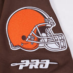 NFL CLEVELAND BROWNS CLASSIC CHENILLE T-SHIRT EN MAILLE DOUBLE POUR HOMME (BRUN)