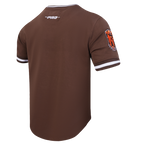 NFL CLEVELAND BROWNS CLASSIC CHENILLE T-SHIRT EN MAILLE DOUBLE POUR HOMME (BRUN)