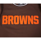NFL CLEVELAND BROWNS CLASSIC CHENILLE T-SHIRT EN MAILLE DOUBLE POUR HOMME (BRUN)
