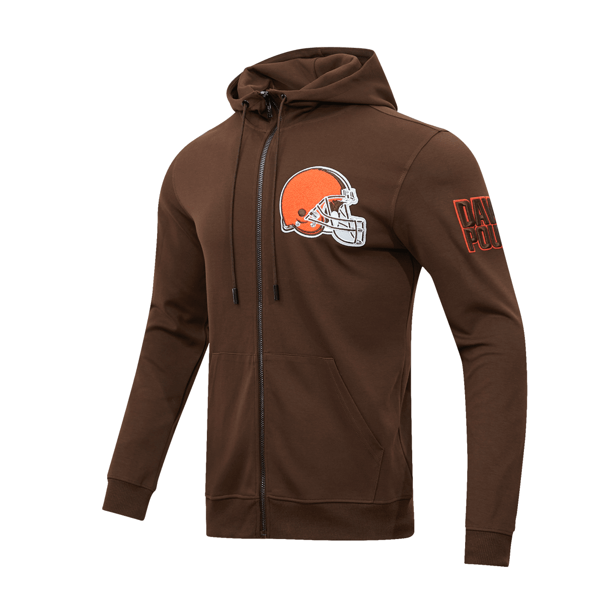 NFL CLEVELAND BROWNS CLASSIC CHENILLE MEN'S FZ PO HOODIE (BROWN)