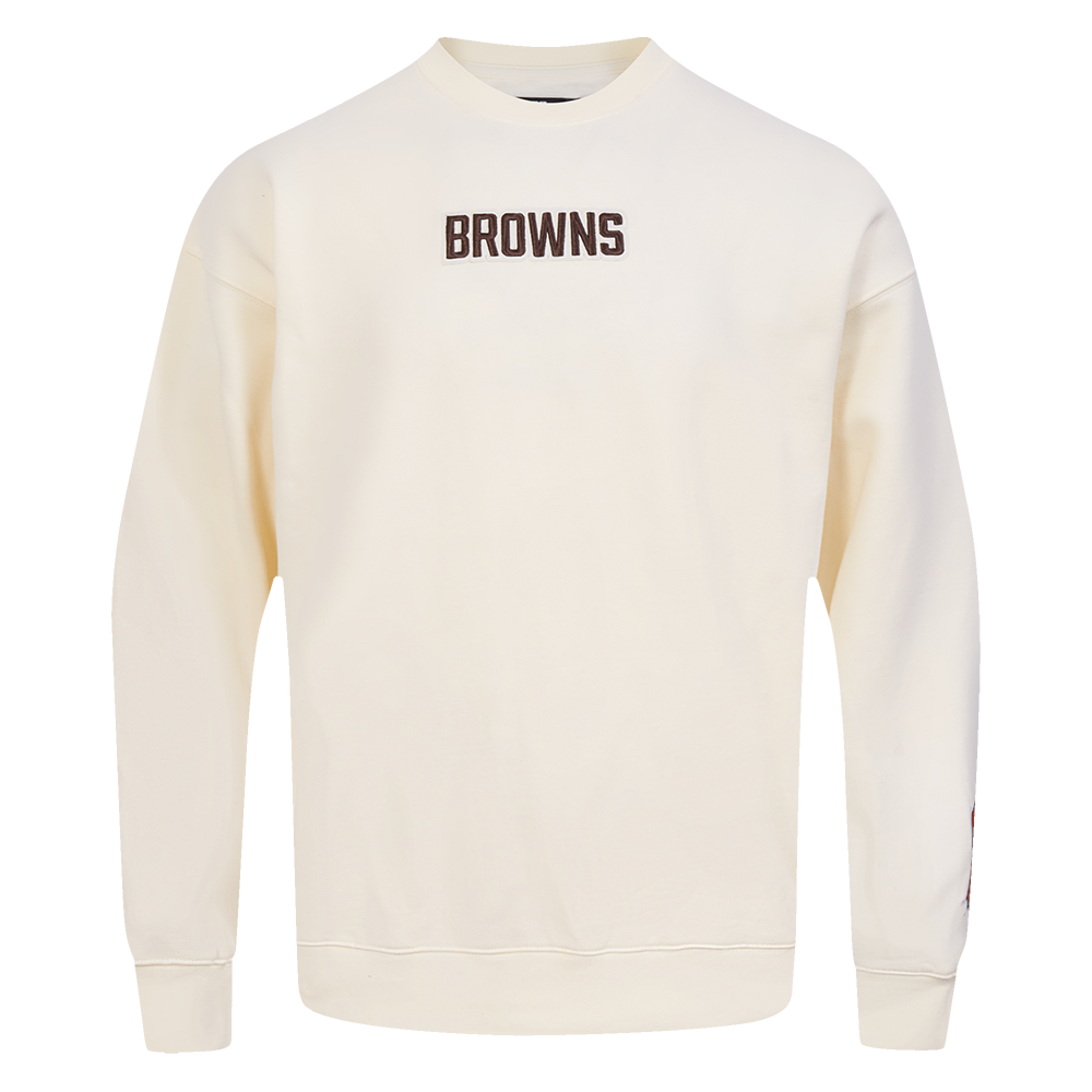 NFL CLEVELAND BROWNS WINGSPAN MEN'S DROP SHOULDER FLC CREWNECK (EGGSHELL)