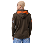 NFL CLEVELAND BROWNS CLASSIC CHENILLE CHANDAIL À CAPUCHON À GLISSIÈRE PLEINE LONGUEUR EN MAILLE DOUBLE POUR HOMME (BRUN)