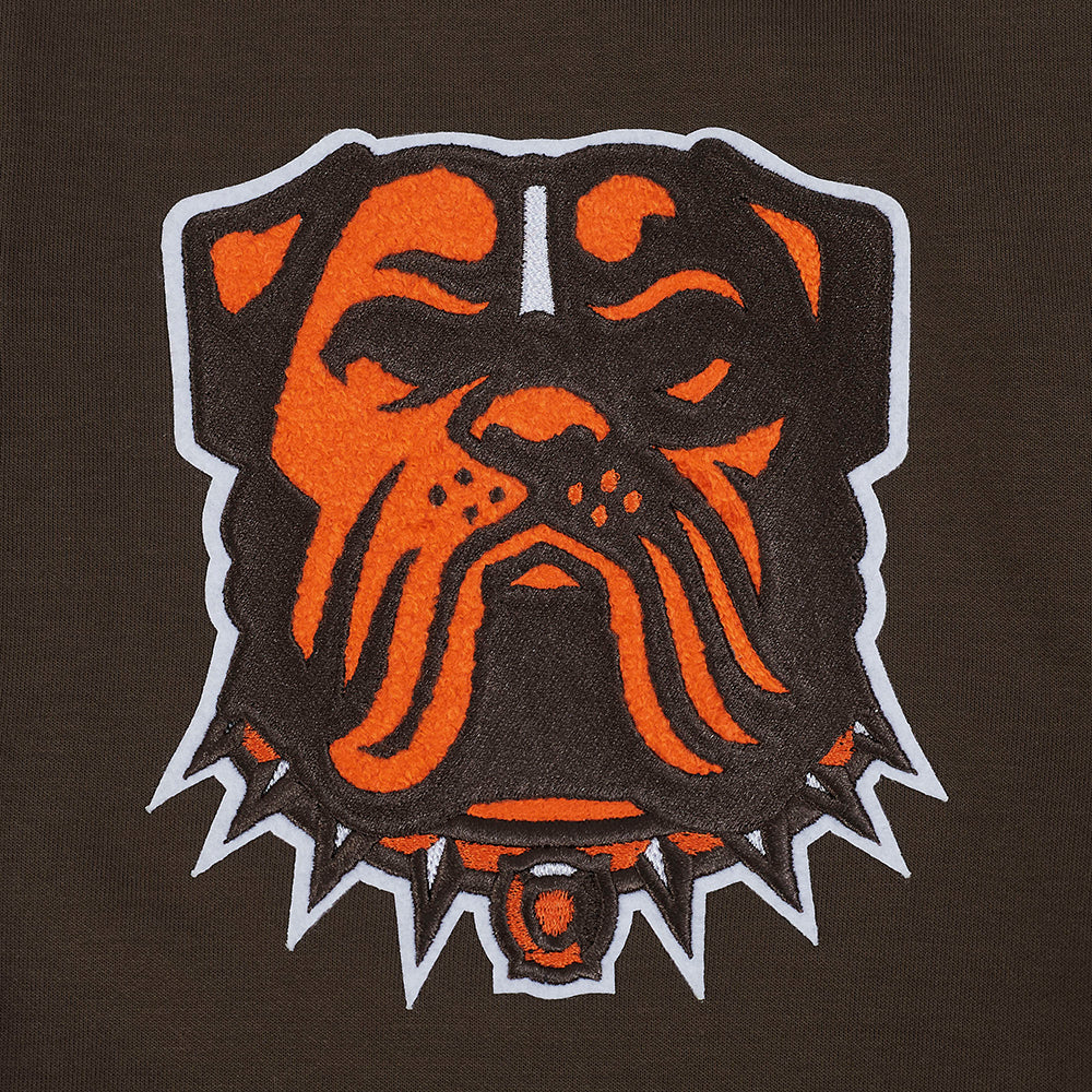 NFL CLEVELAND BROWNS CLASSIC CHENILLE CHANDAIL À CAPUCHON À GLISSIÈRE PLEINE LONGUEUR EN MAILLE DOUBLE POUR HOMME (BRUN)