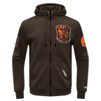 NFL CLEVELAND BROWNS CLASSIC CHENILLE CHANDAIL À CAPUCHON À GLISSIÈRE PLEINE LONGUEUR EN MAILLE DOUBLE POUR HOMME (BRUN)