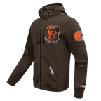 NFL CLEVELAND BROWNS CLASSIC CHENILLE CHANDAIL À CAPUCHON À GLISSIÈRE PLEINE LONGUEUR EN MAILLE DOUBLE POUR HOMME (BRUN)