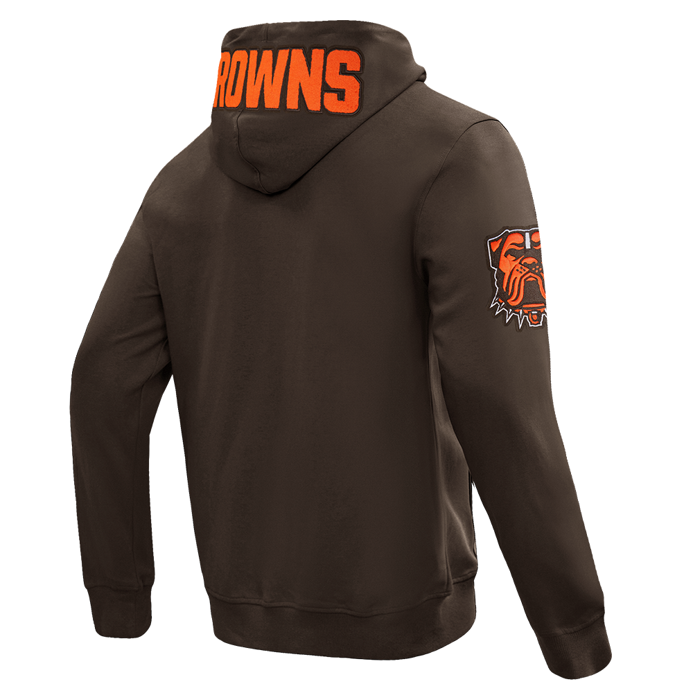 NFL CLEVELAND BROWNS CLASSIC CHENILLE CHANDAIL À CAPUCHON À GLISSIÈRE PLEINE LONGUEUR EN MAILLE DOUBLE POUR HOMME (BRUN)