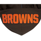 NFL CLEVELAND BROWNS CLASSIC CHENILLE CHANDAIL À CAPUCHON À GLISSIÈRE PLEINE LONGUEUR EN MAILLE DOUBLE POUR HOMME (BRUN)