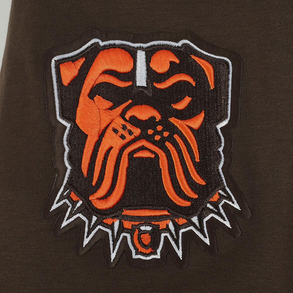 NFL CLEVELAND BROWNS CLASSIC CHENILLE CHANDAIL À CAPUCHON À GLISSIÈRE PLEINE LONGUEUR EN MAILLE DOUBLE POUR HOMME (BRUN)