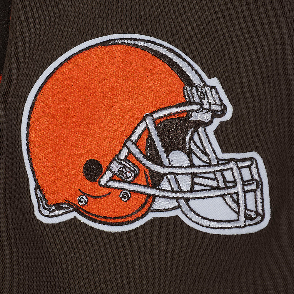 NFL CLEVELAND BROWNS CLASSIC CHENILLE CHANDAIL À CAPUCHON À GLISSIÈRE PLEINE LONGUEUR EN MAILLE DOUBLE POUR HOMME (BRUN)