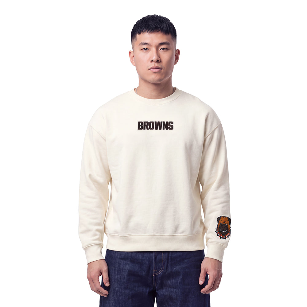 NFL CLEVELAND BROWNS WINGSPAN MEN'S SWEATSHIRT (EGGSHELL)
