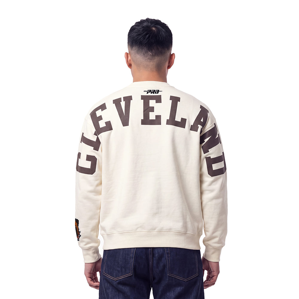 NFL CLEVELAND BROWNS WINGSPAN MEN'S SWEATSHIRT (EGGSHELL)