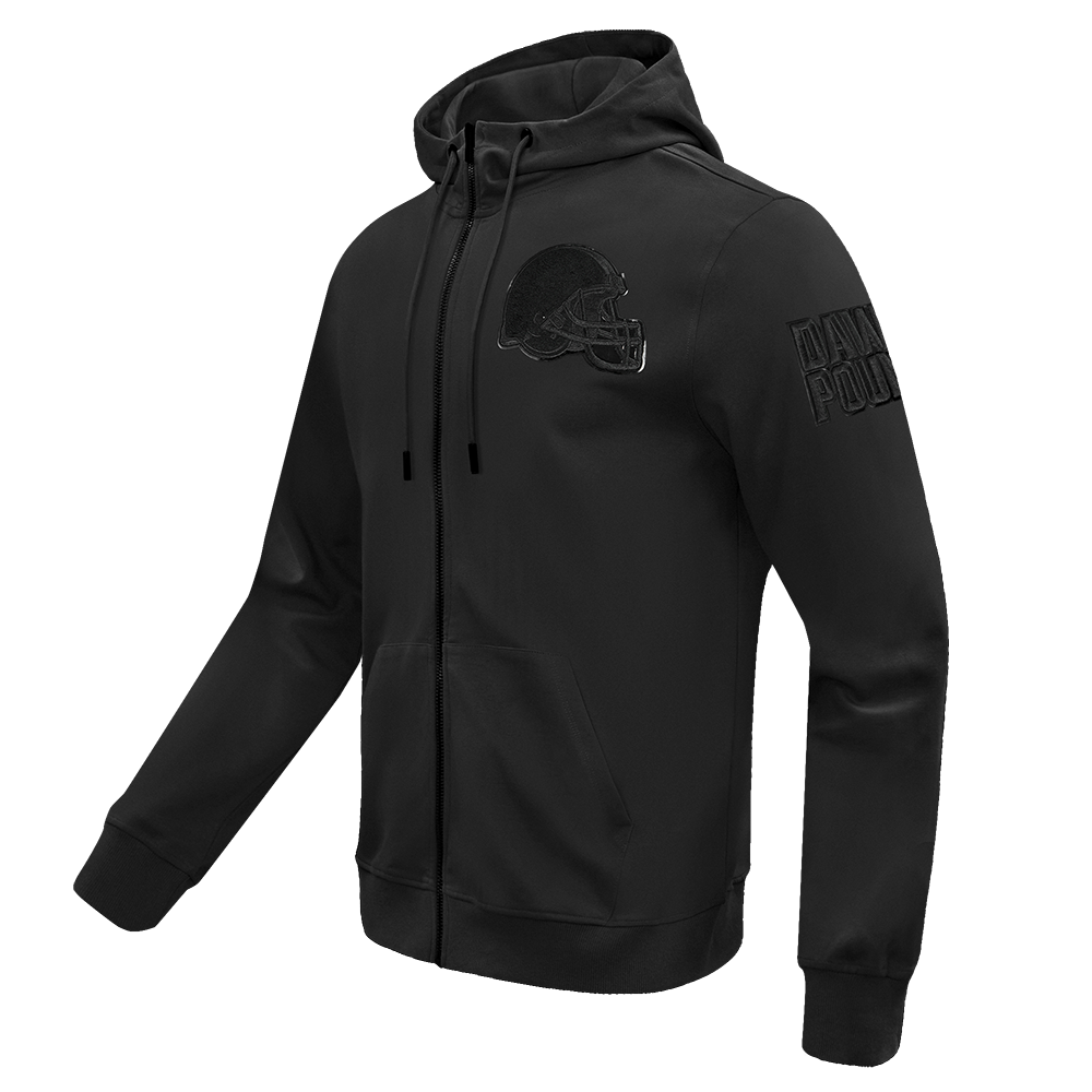 NFL CLEVELAND BROWNS TRIPLE BLACK CHANDAIL À CAPUCHON À GLISSIÈRE LOGO POUR HOMME (TRIPLE NOIR)