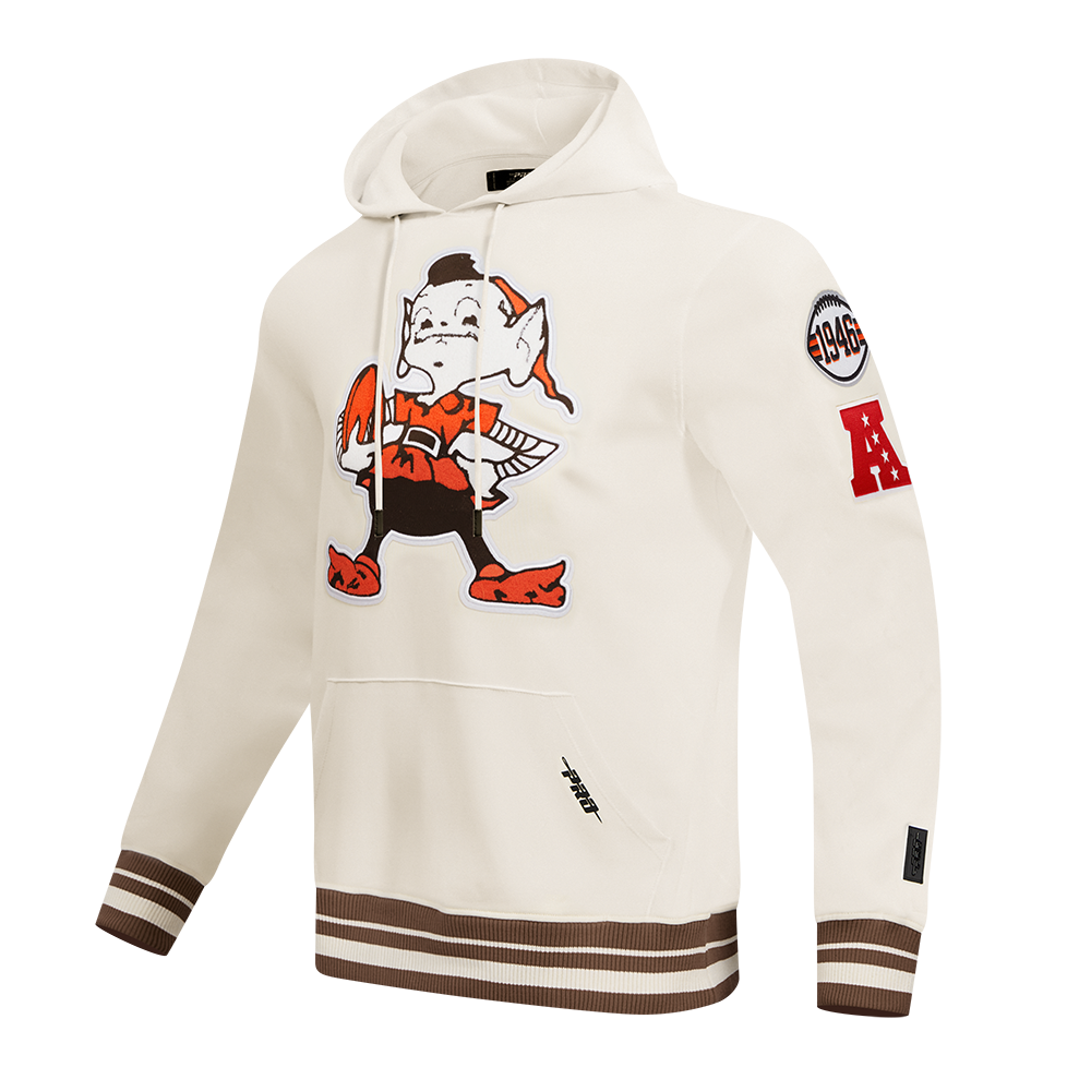 NFL CLEVELAND BROWNS RETRO CLASSIC MEN'S PO HOODIE (EGGSHELL/ BROWN)