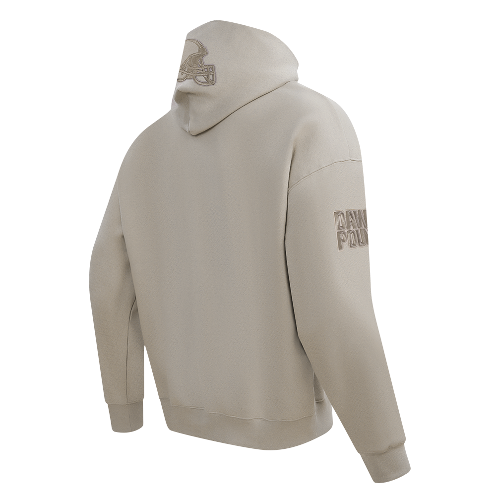 NFL CLEVELAND BROWNS NEUTRAL CHANDAIL À CAPUCHON EN MOLLETON À ÉPAULES TOMBANTES POUR HOMME (TAUPE)