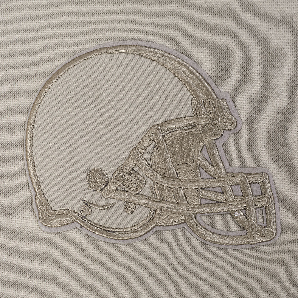 NFL CLEVELAND BROWNS NEUTRAL CHANDAIL À CAPUCHON EN MOLLETON À ÉPAULES TOMBANTES POUR HOMME (TAUPE)