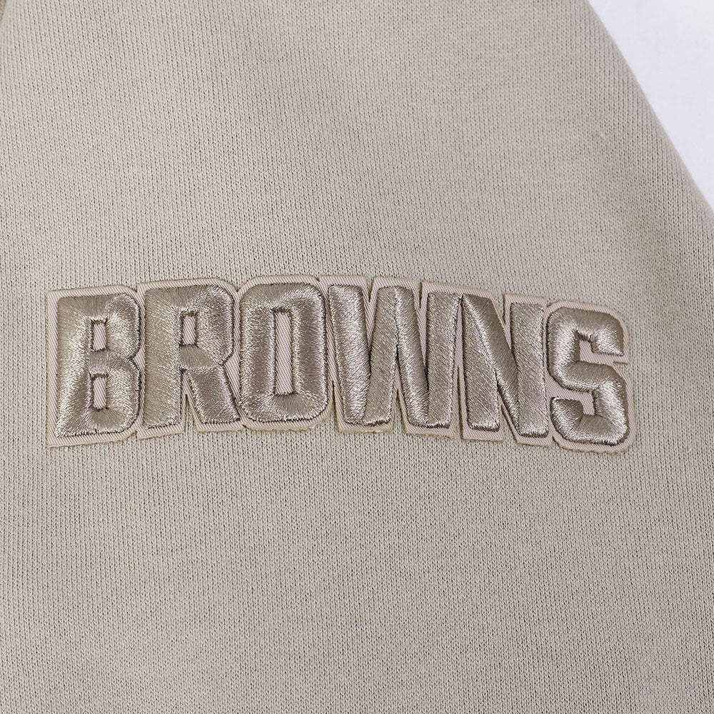 NFL CLEVELAND BROWNS NEUTRAL CHANDAIL À CAPUCHON EN MOLLETON À ÉPAULES TOMBANTES POUR HOMME (TAUPE)